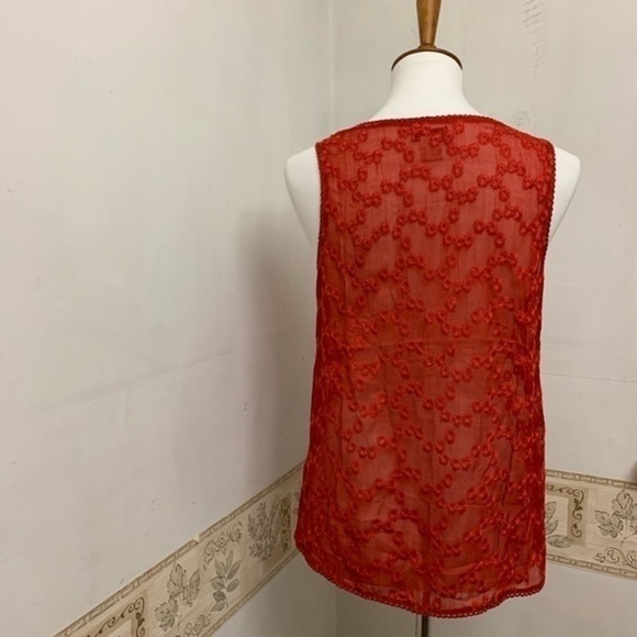 Lucky Brand Sheer Embroidered V Neck Tank - Picture 3 of 7